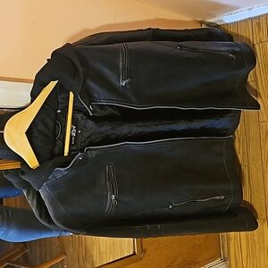 Xl mens leather jacket black